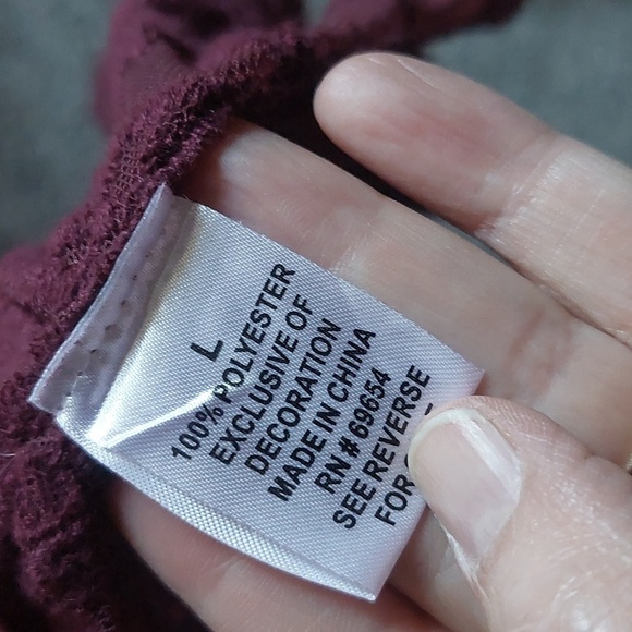 Embroidered Crochet Burgundy Open Front Duster Kimono L Indie Boho Festival - Picture 9 of 12